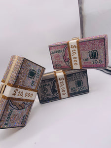 Stack of Cash 10K USD Money Crystal Clutch Purse